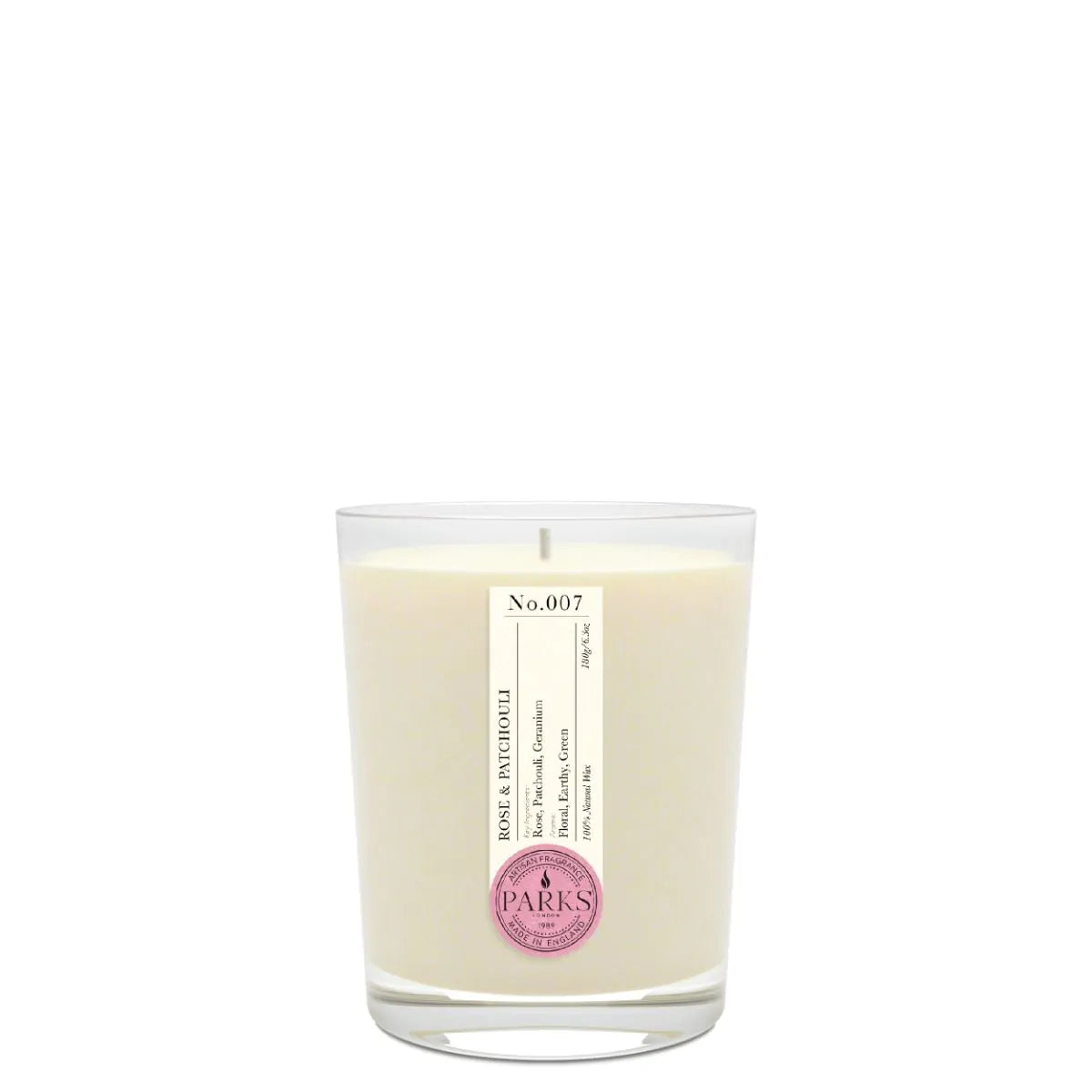 Rose and Patchouli Single Wick Scented Candle 180g