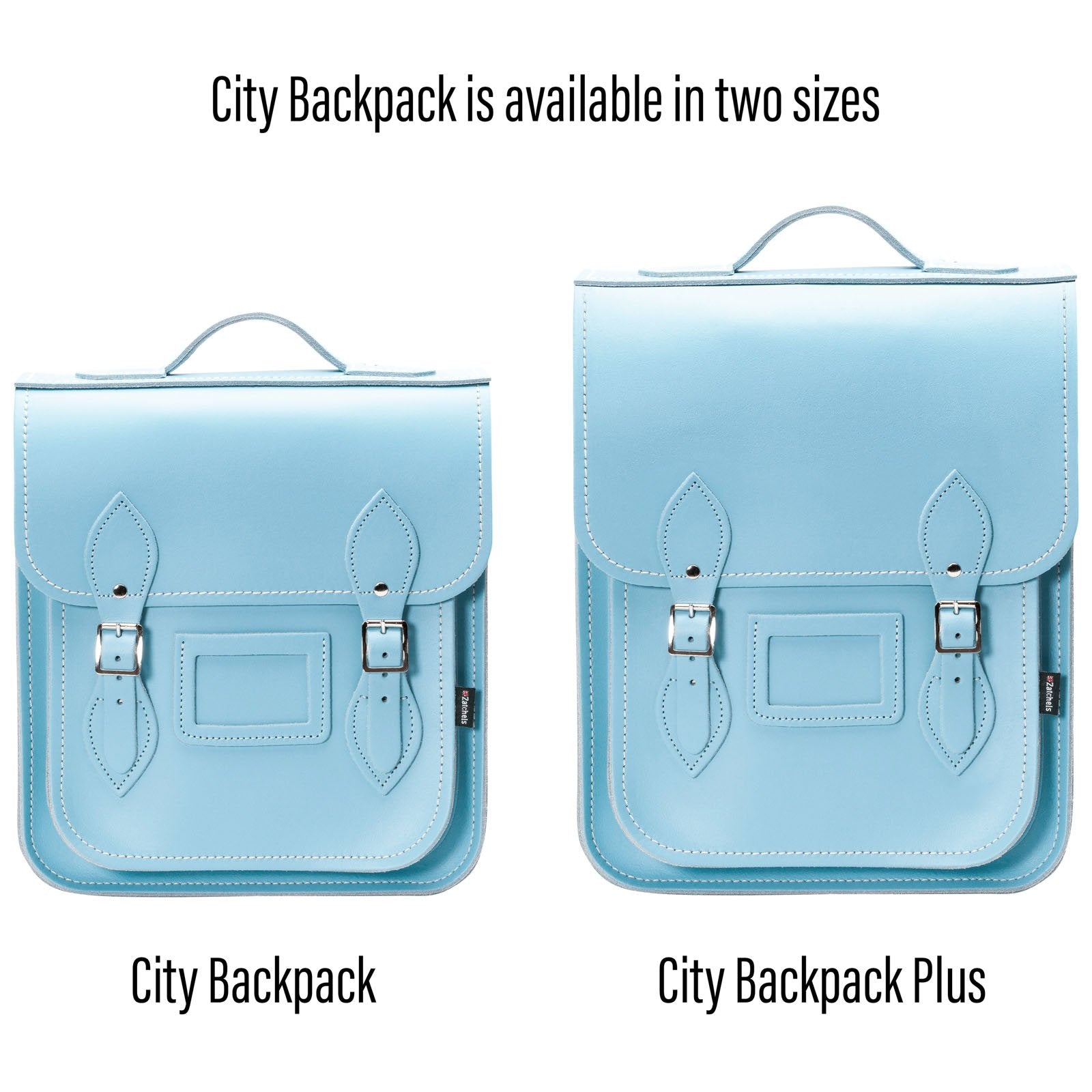 Handmade Leather City Backpack in Pastel Baby Blue