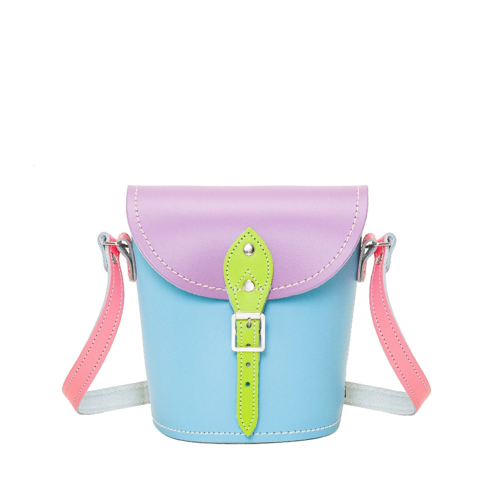 Pastel Kaleidoscope Leather Barrel Bag