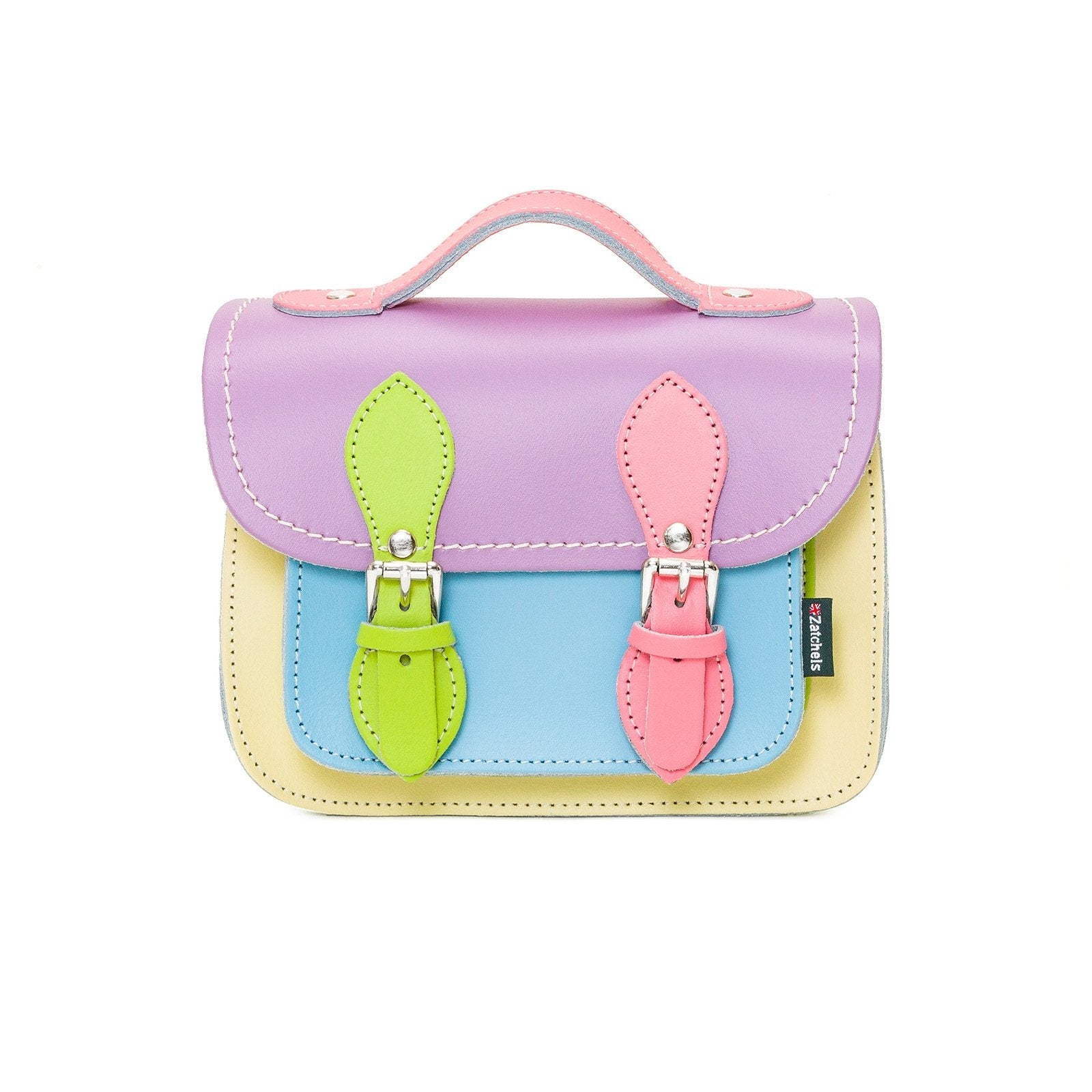 Handmade Leather Micro Satchel in Pastel Kaleidoscope
