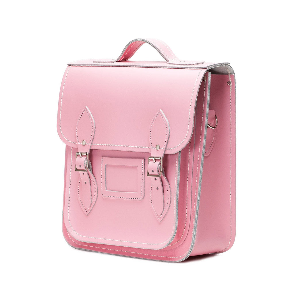 Handmade Leather City Backpack in Pastel Pink