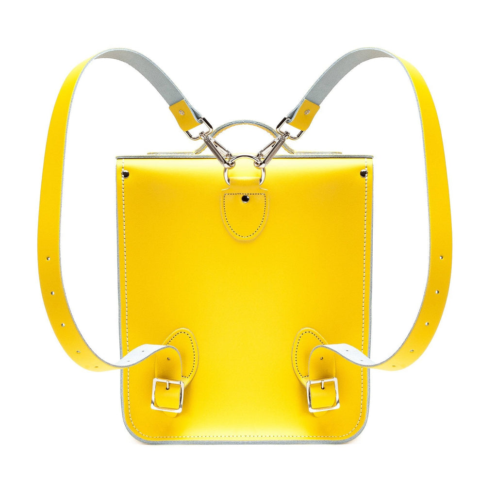 Handmade Leather City Backpack in Pastel Daffodil Yellow