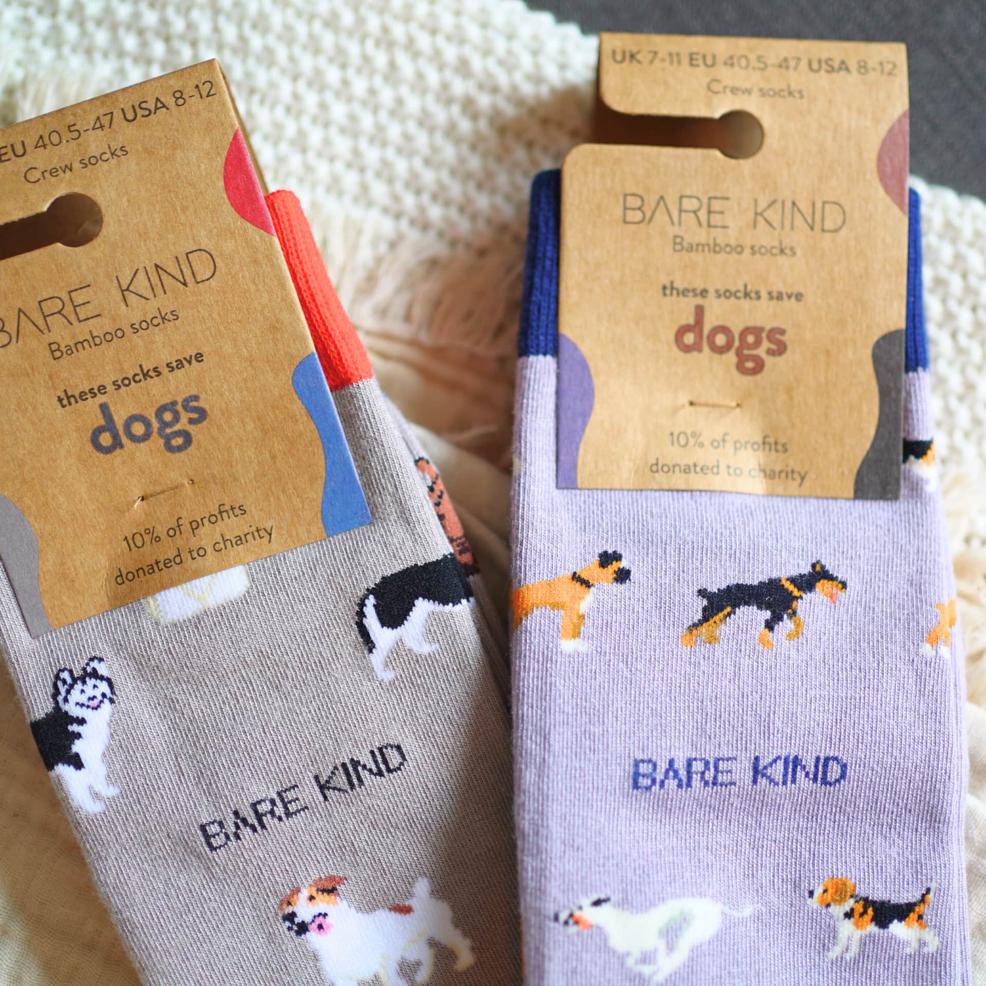 The Paw some Duo Bamboo Sock Set in Grey and Purple