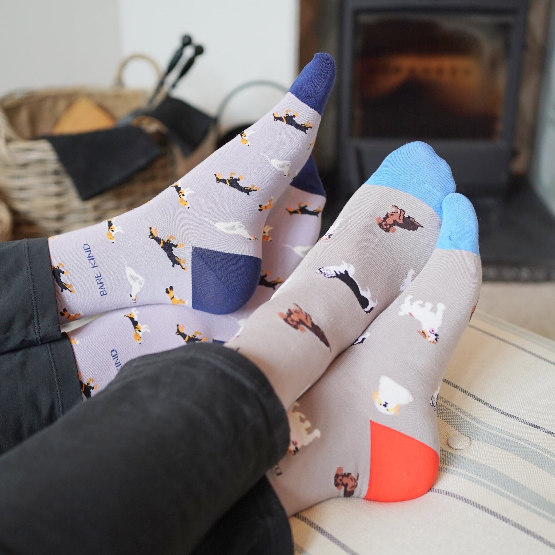 The Paw some Duo Bamboo Sock Set in Grey and Purple