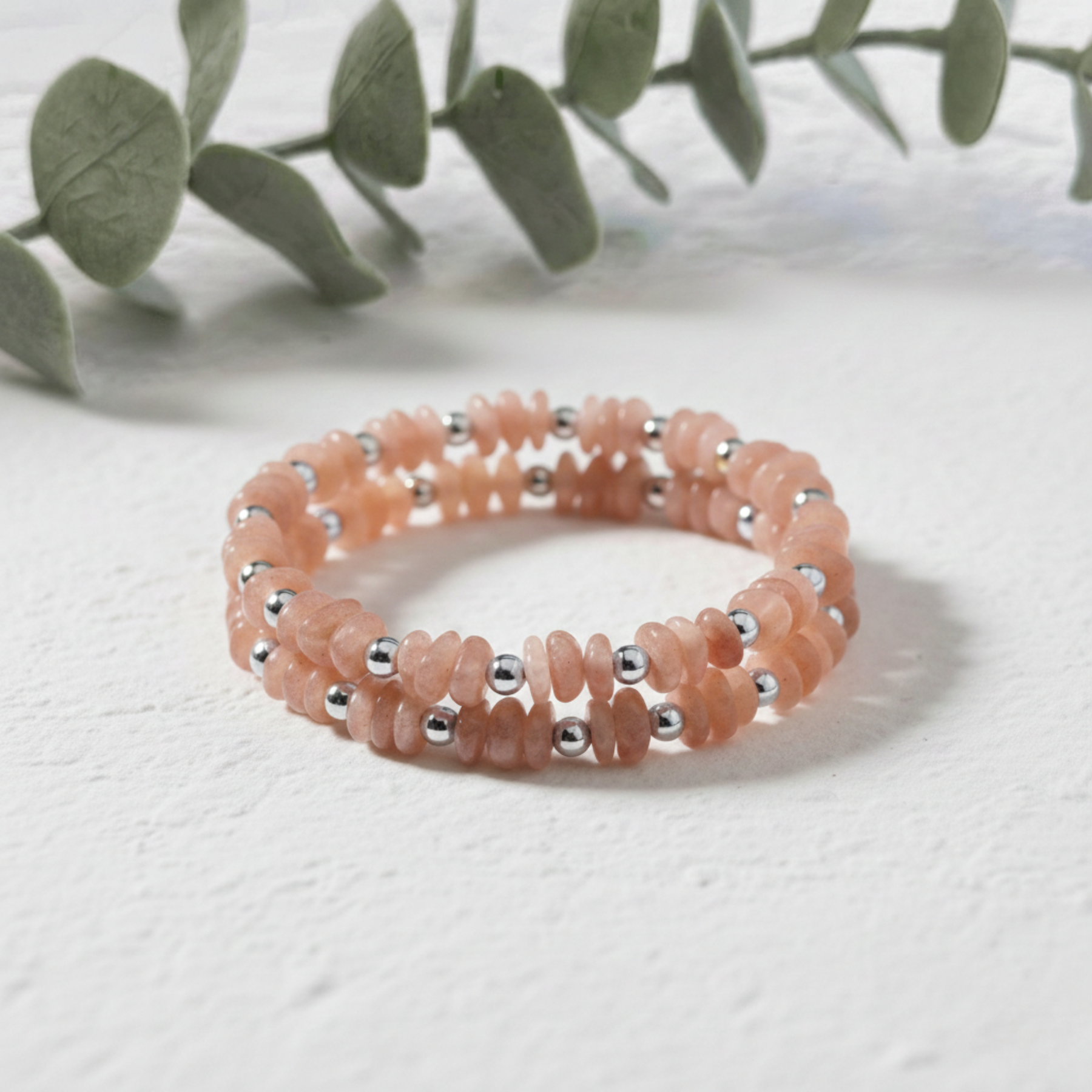 Peach Moonstone Bracelet Handmade with Sterling Silver or Gold Vermeil