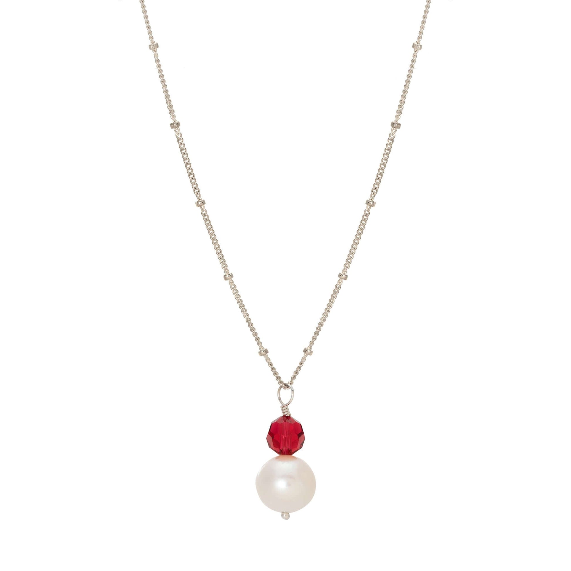 Pearl and Crystal Necklace in Sterling Silver