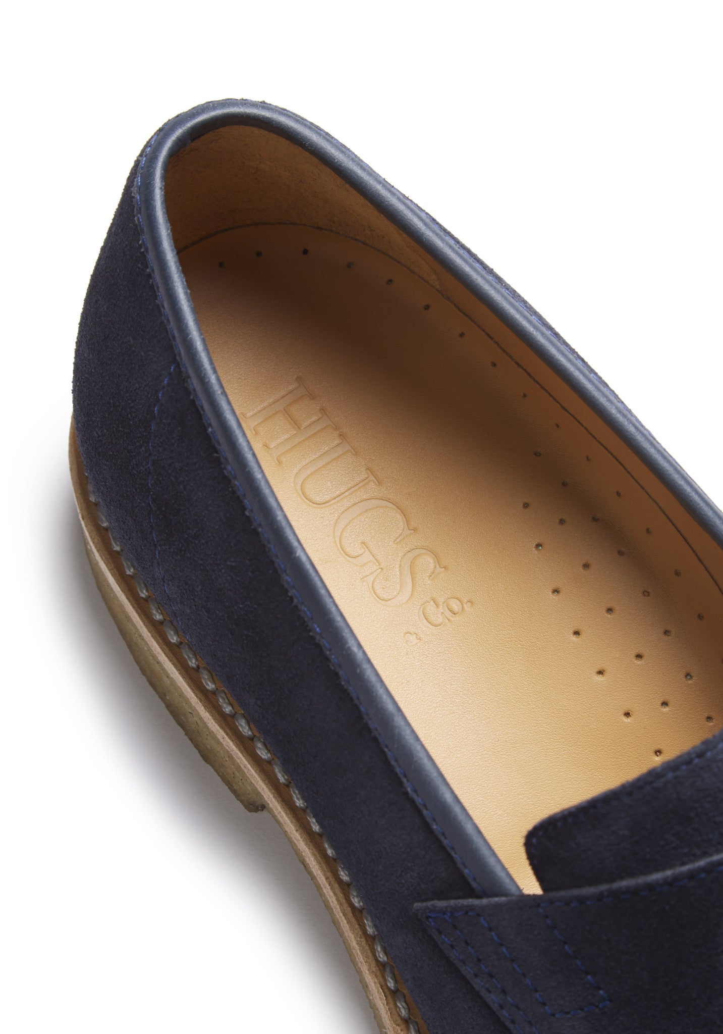 Blue Suede Loafers with Crepe Rubber Sole