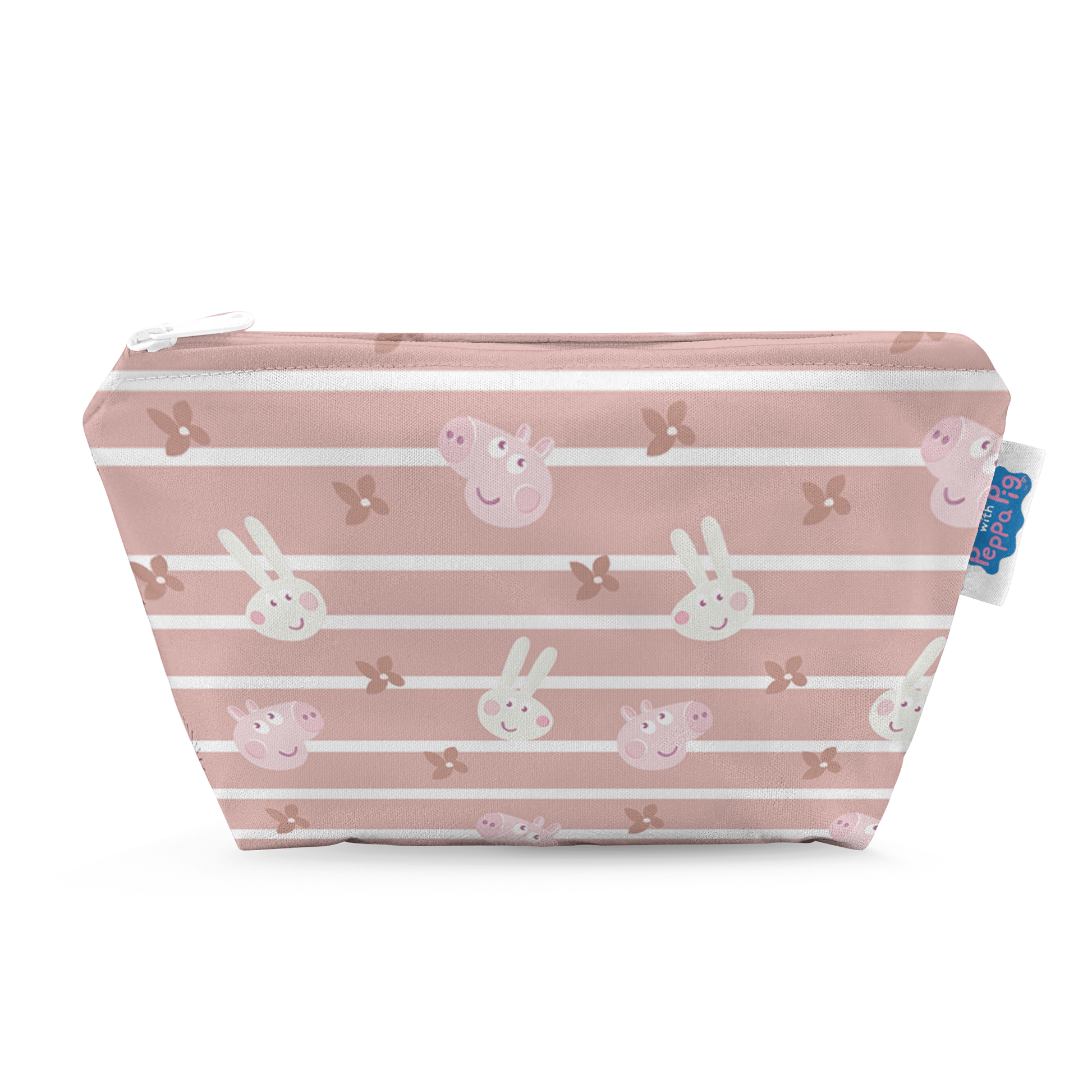 Peppa Pig Small Reusable Cloth Wipe Wet Bag in Blush Stripe