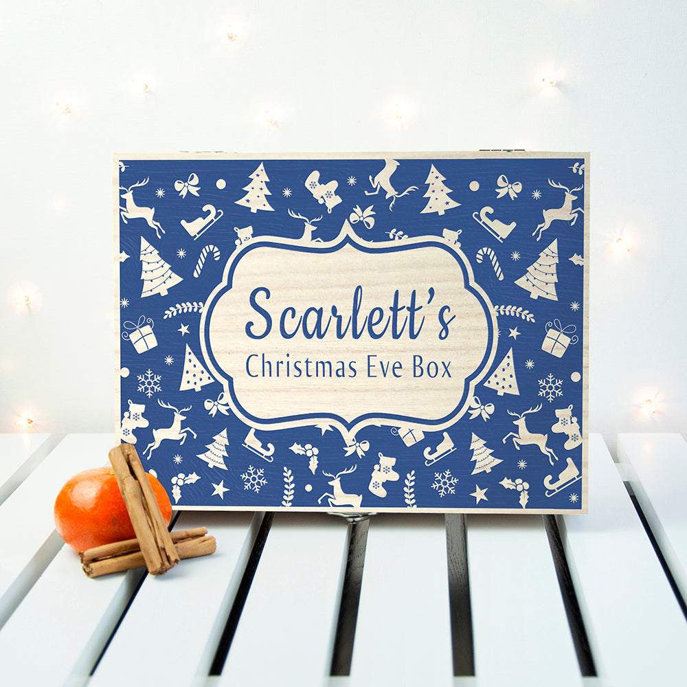 Personalised Festive Pattern Christmas Eve Box