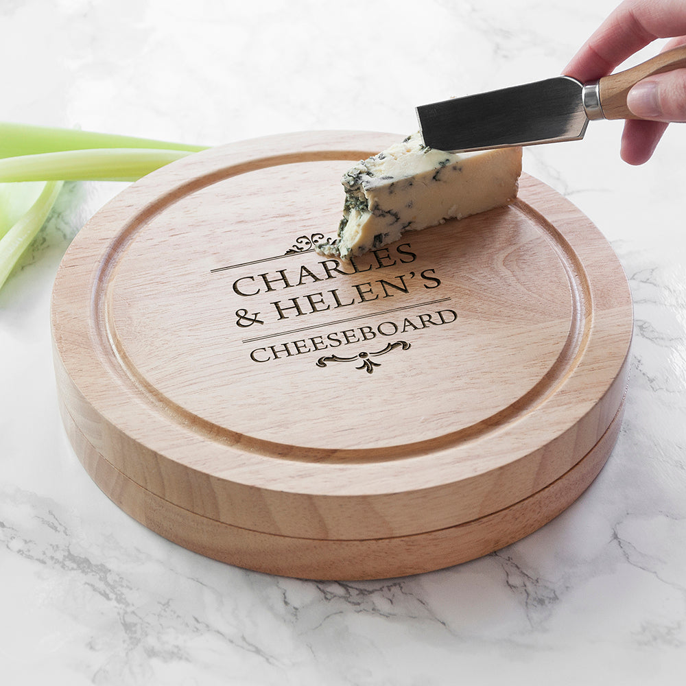Personalised Couple's Cheese Board Set with Knives