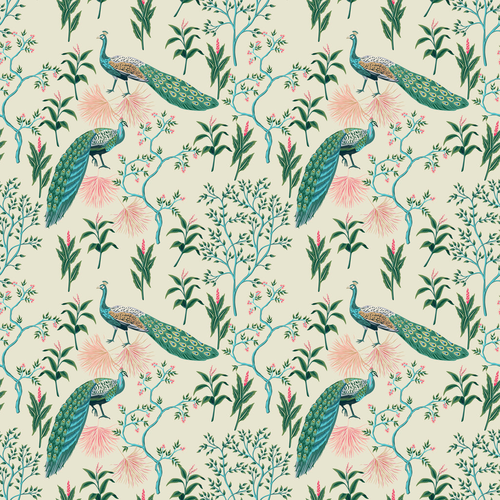 Peacock Wallpaper Colourful Oriental Design