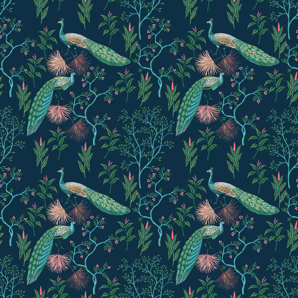 Peacock Wallpaper Colourful Oriental Design