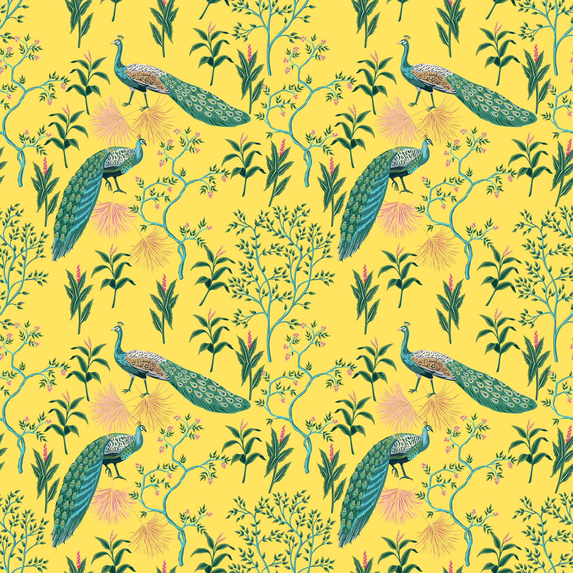 Peacock Wallpaper Colourful Oriental Design