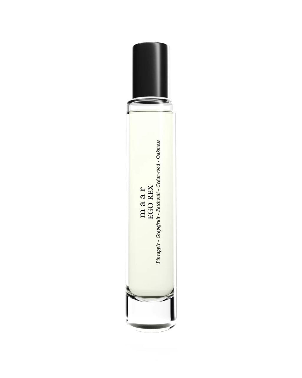 bold close-up of ego rex perfume oil bottle with citrus and pineapple notes
