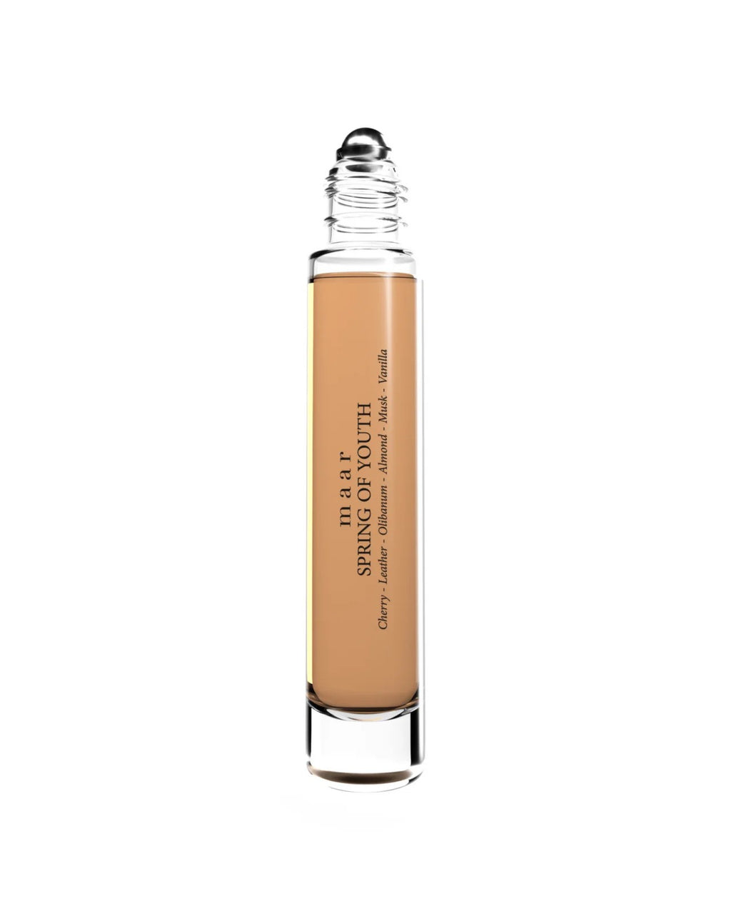 close-up of spring of youth perfume oil bottle with soft morning light highlighting its warm vanilla and cherry scent