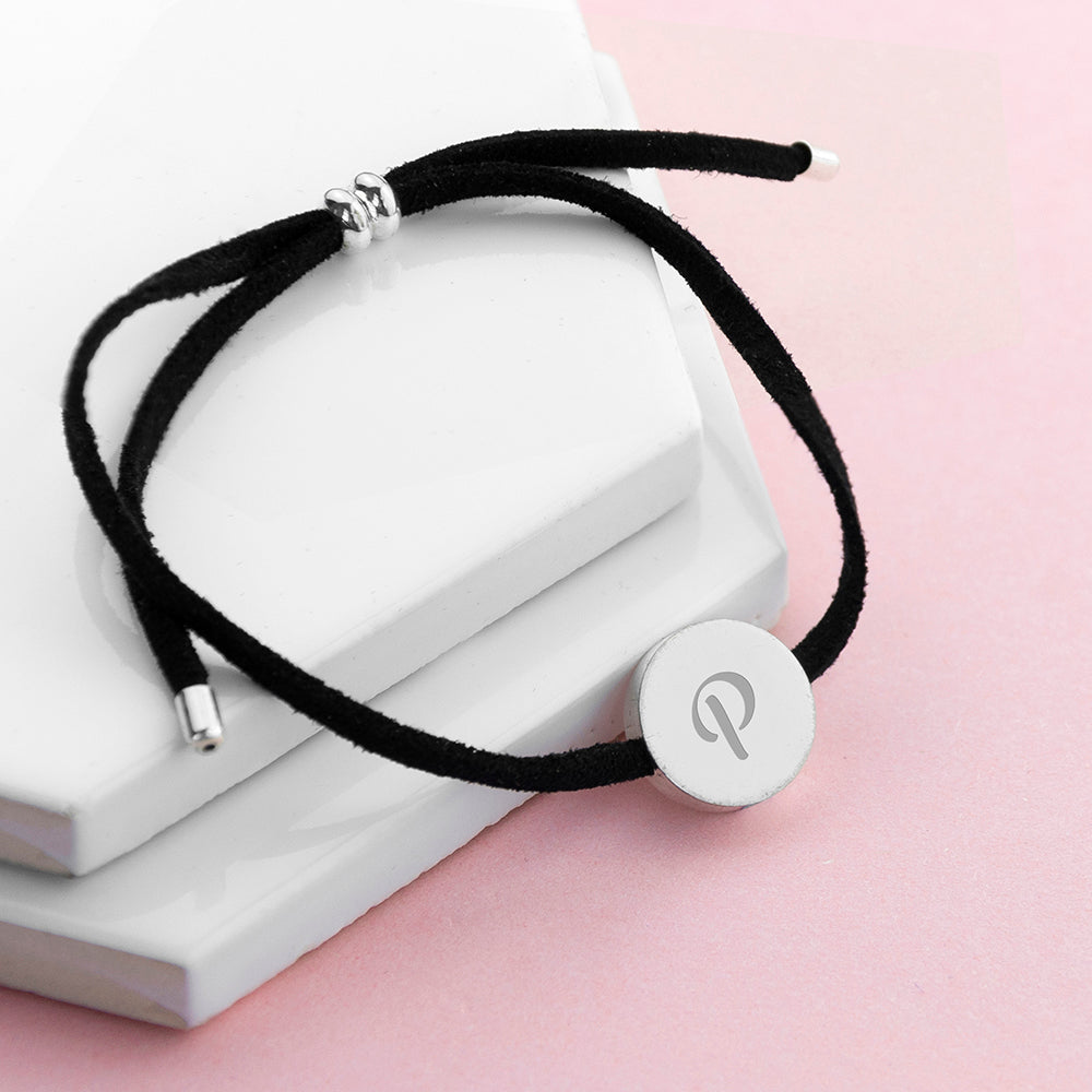 Personalised Initial Black Bracelet Always with You