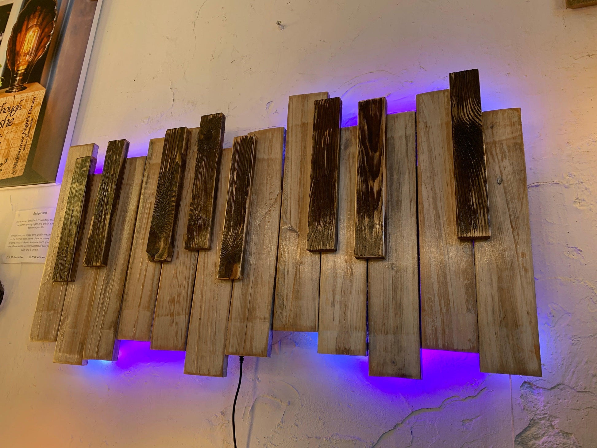 Handmade Piano Keyboard LED Wall Art with Music Responsive Lighting