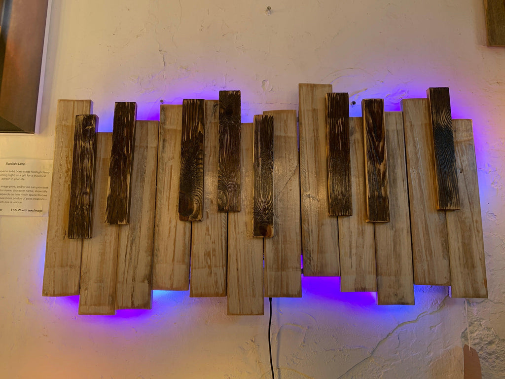Handmade Piano Keyboard LED Wall Art with Music Responsive Lighting