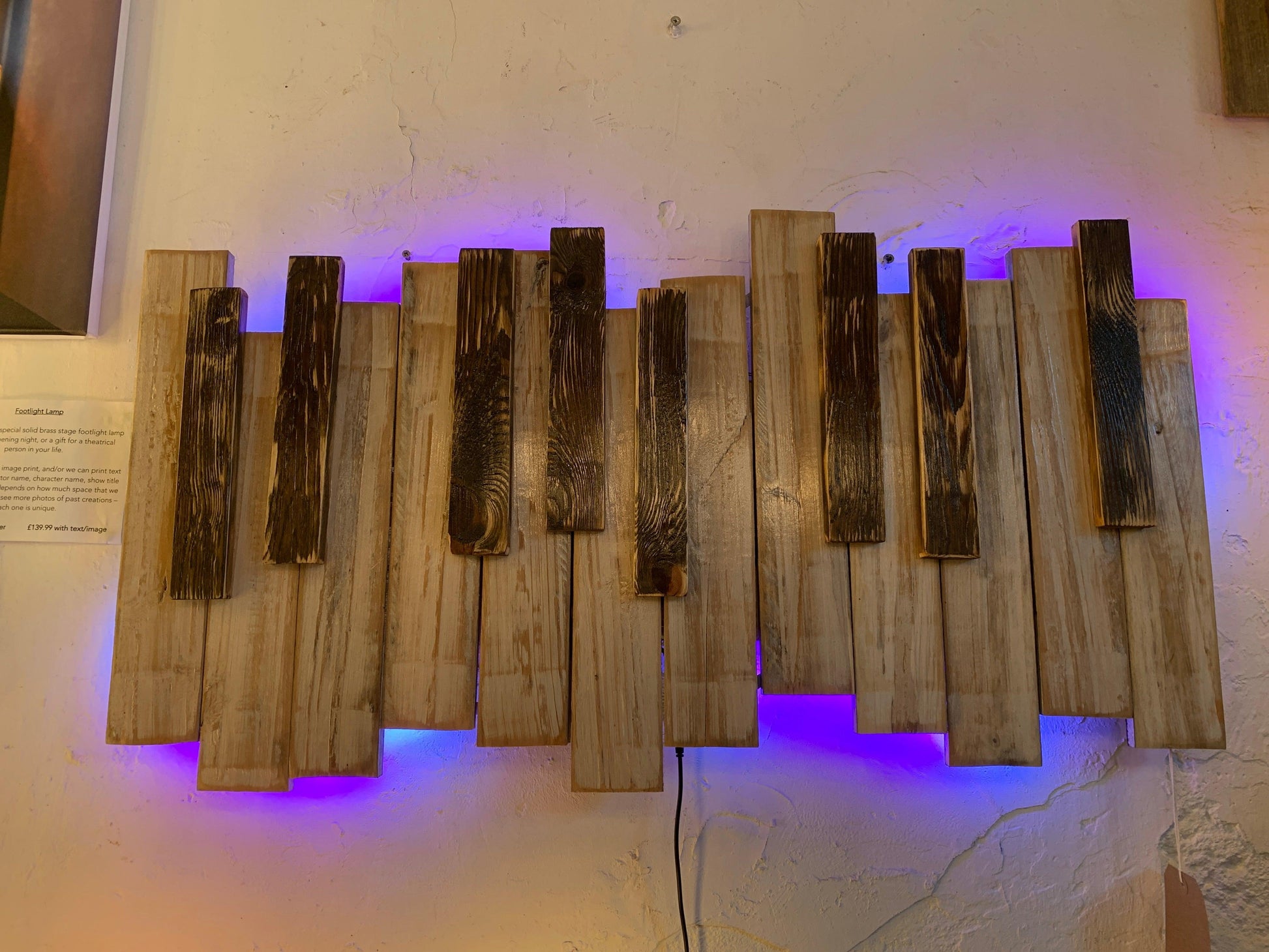 Handmade Piano Keyboard LED Wall Art with Music Responsive Lighting