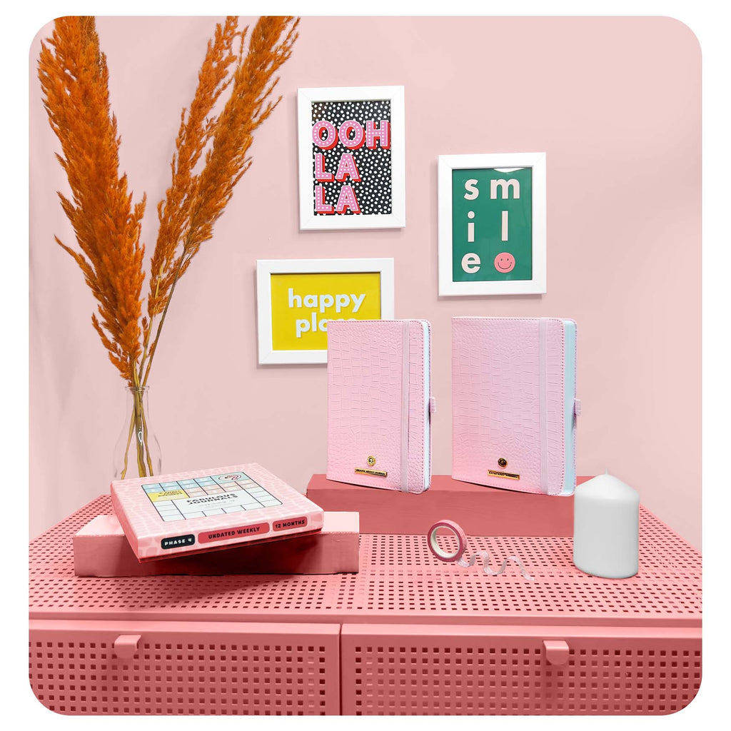 Pink Croc Planning Journal with Pen Holder