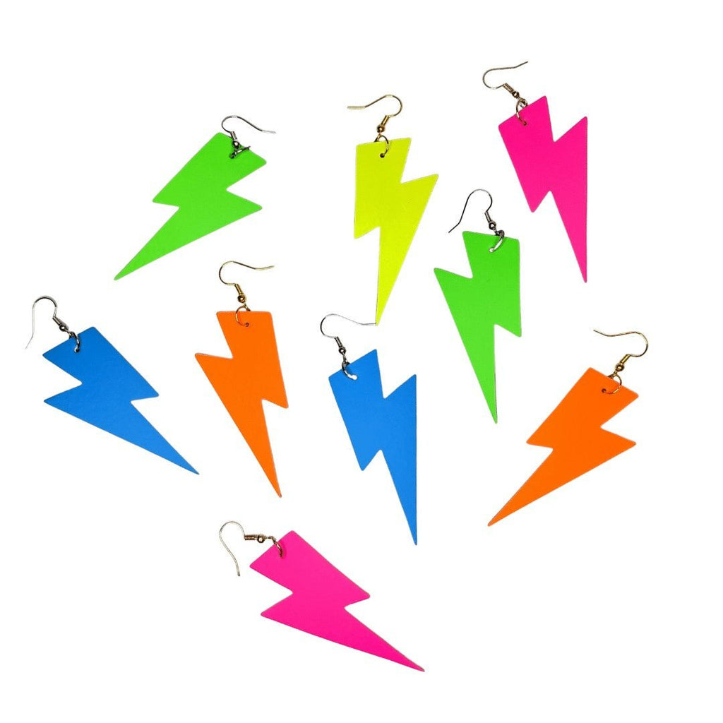 Pink Neon Cork Lightning Earrings