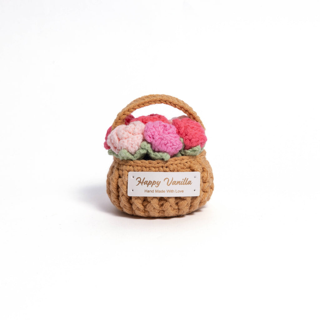 Hand Crocheted Heart Roses with Pot