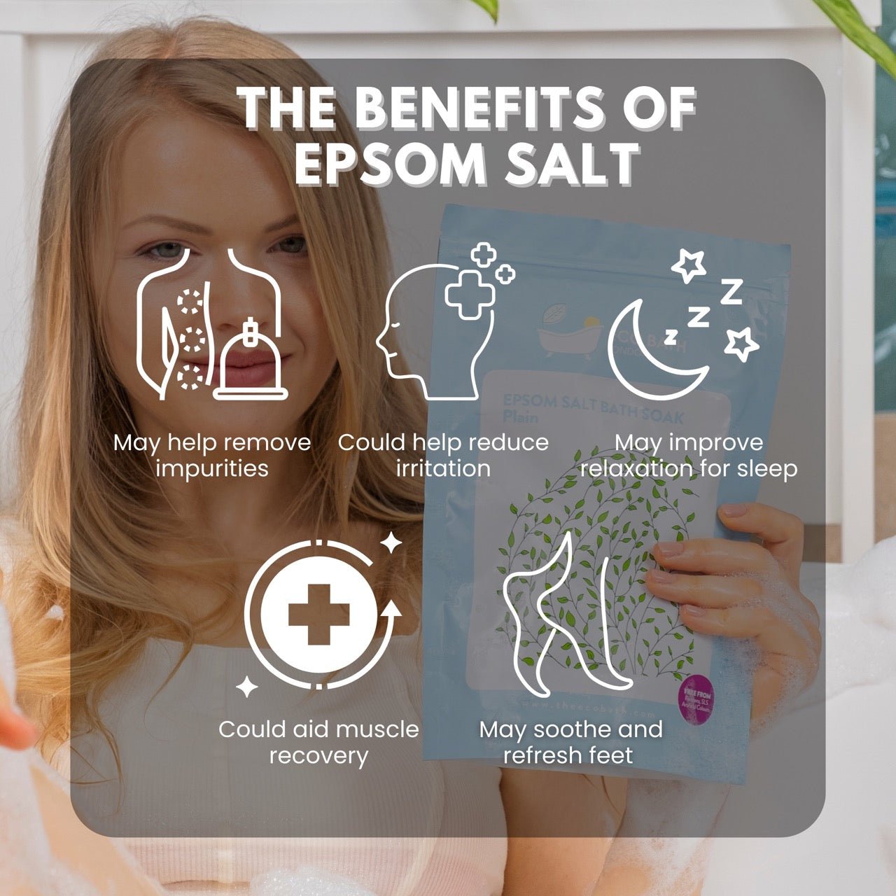 Plain Epsom Salt Bath Soak Pouch 500g and 1000g