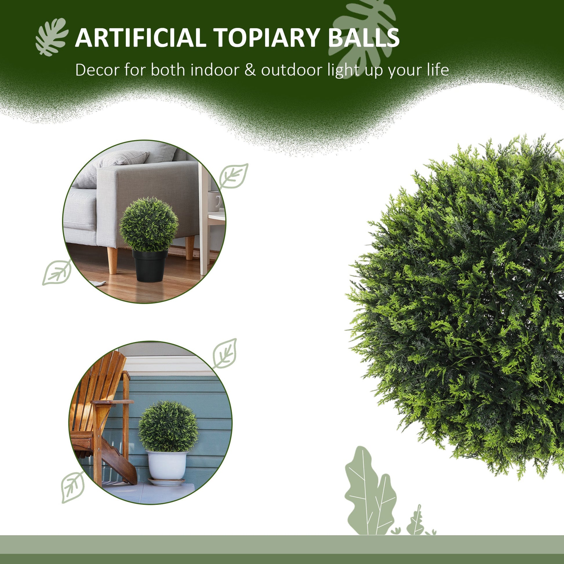 Set of 2 Artificial Topiary Balls in Green
