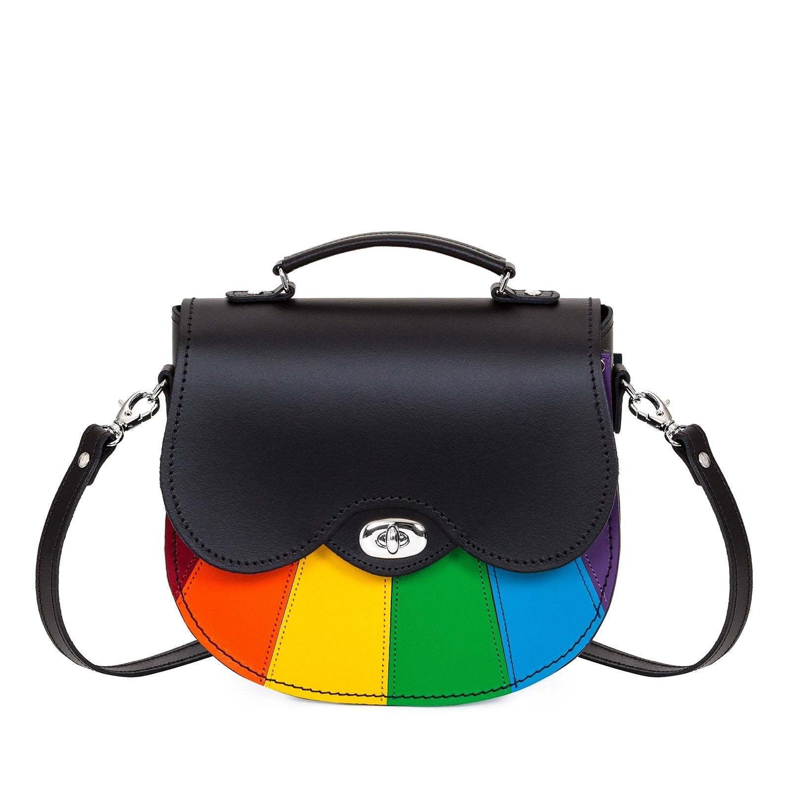 Handmade Leather Twist Lock Saddle Bag Pride
