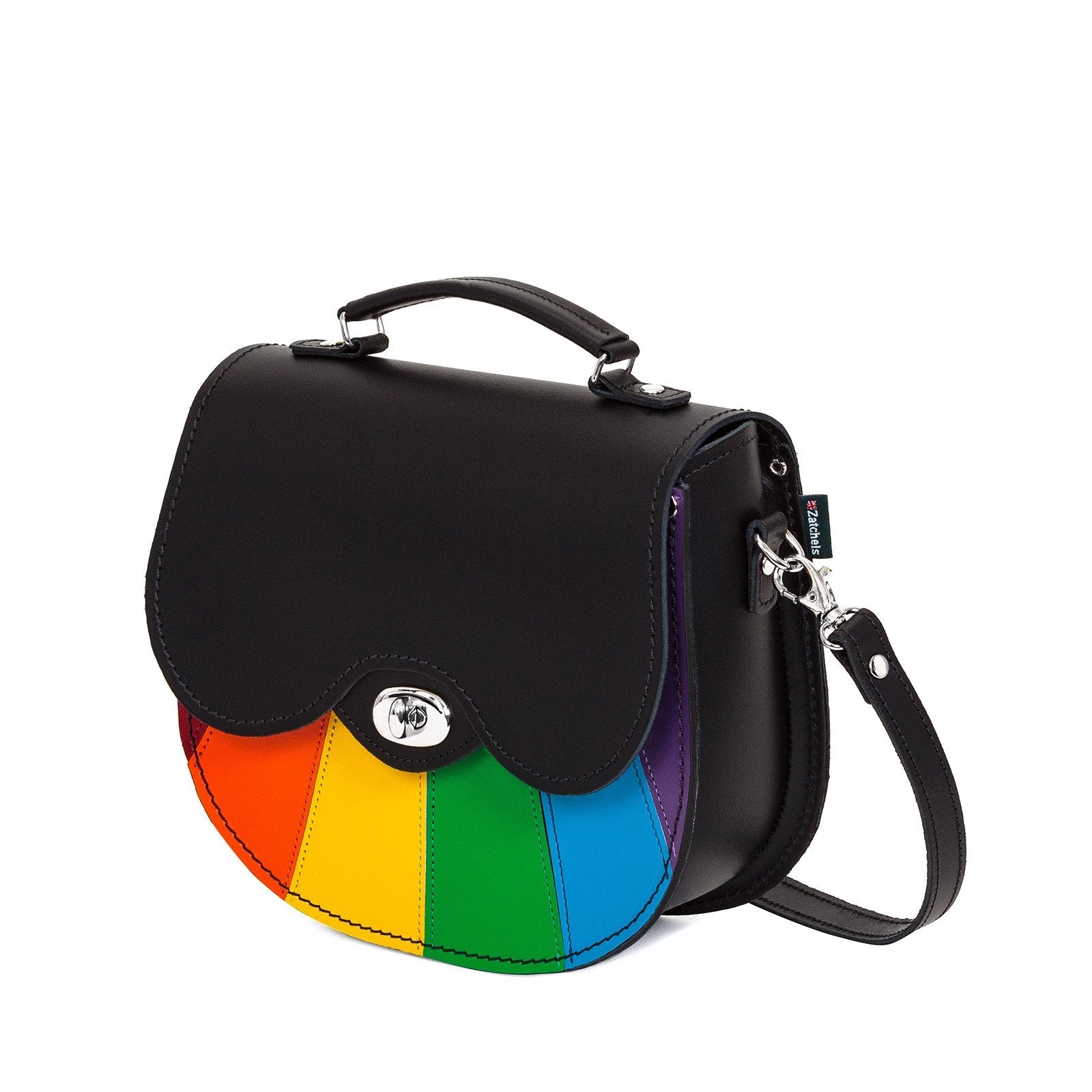 Handmade Leather Twist Lock Saddle Bag Pride