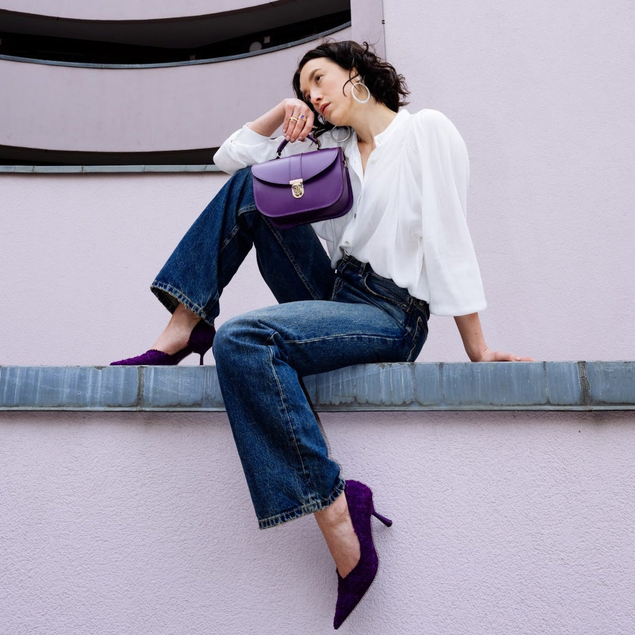 Handmade Purple Leather Handbag