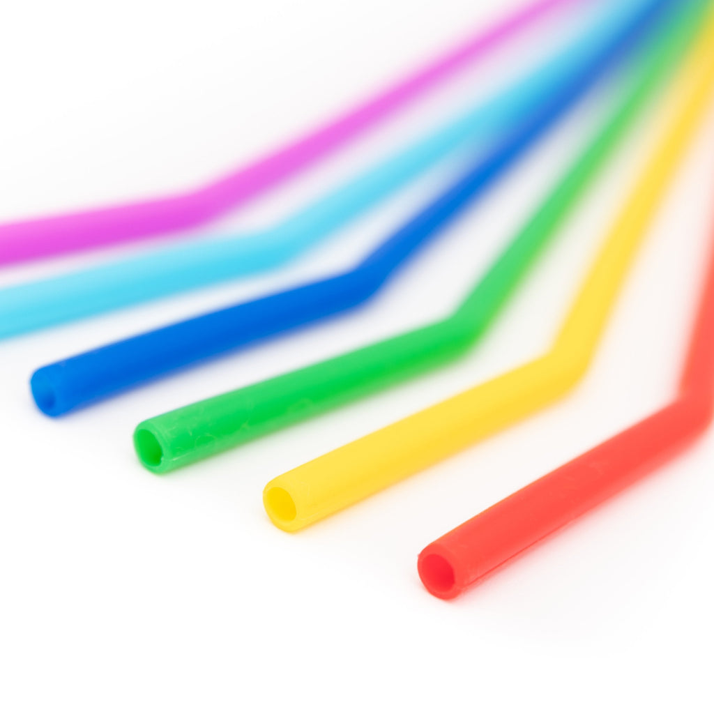 Reusable Silicone Drinking Straws 6 Pack with Carry Pouch