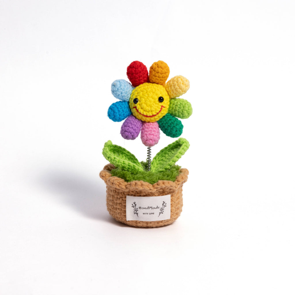 Handcrafted Crocheted Sunflower Plant in Decorative Pot