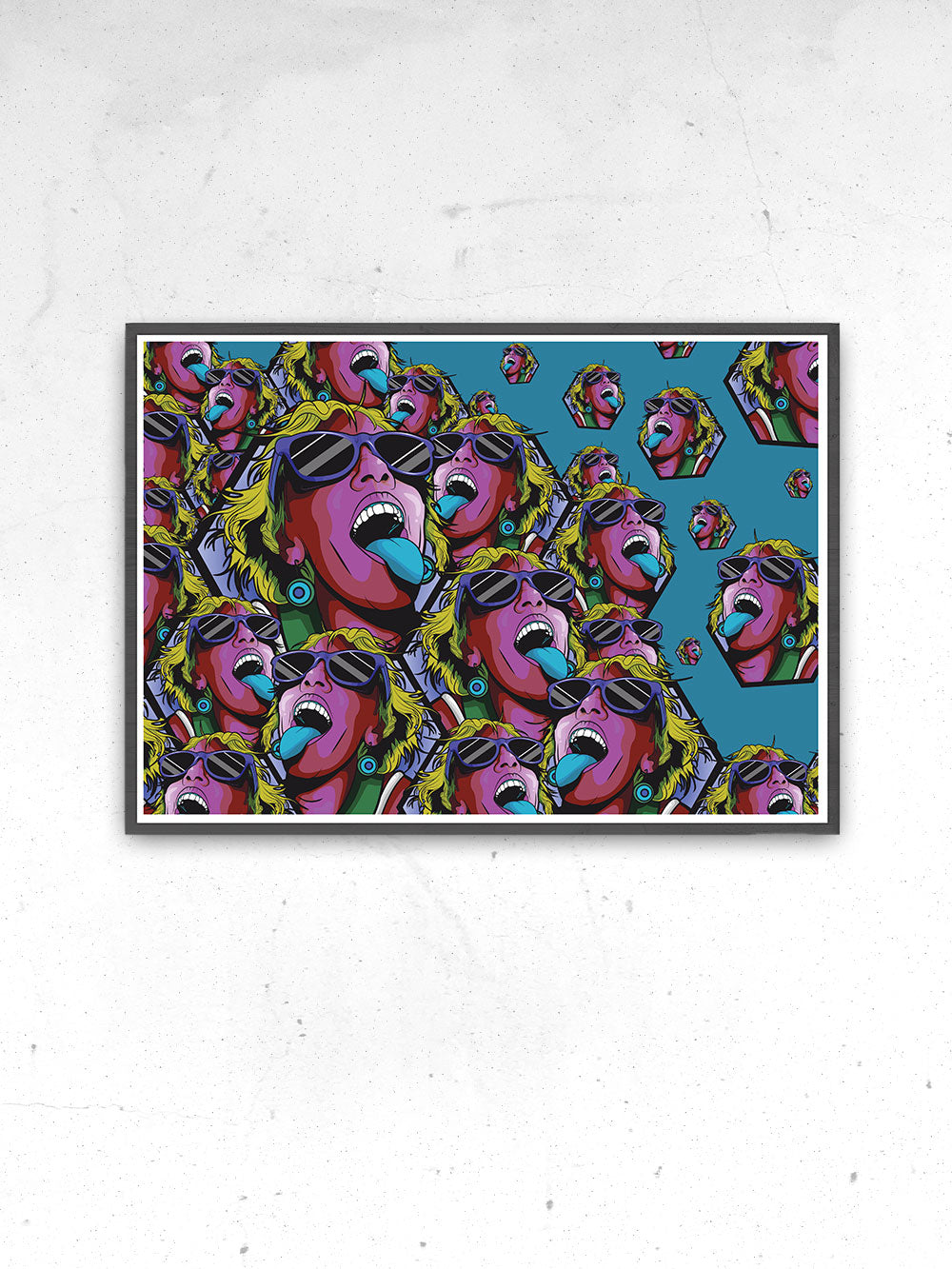 Rave Girl Blue Vector Illustration Print