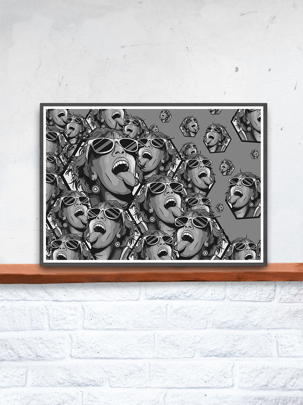 Rave Girl Monochrome Vector Illustration Print