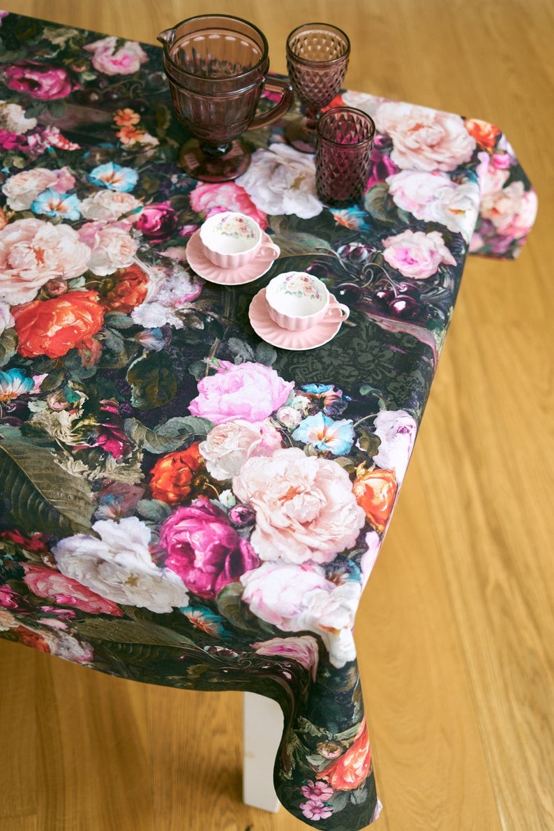 Rectangular Tablecloth - Francine Black
