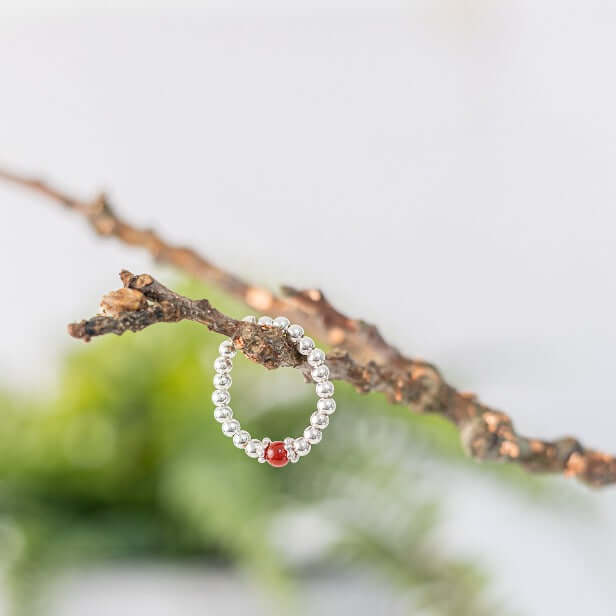 Red Agate Gemstone Ring in Sterling Silver