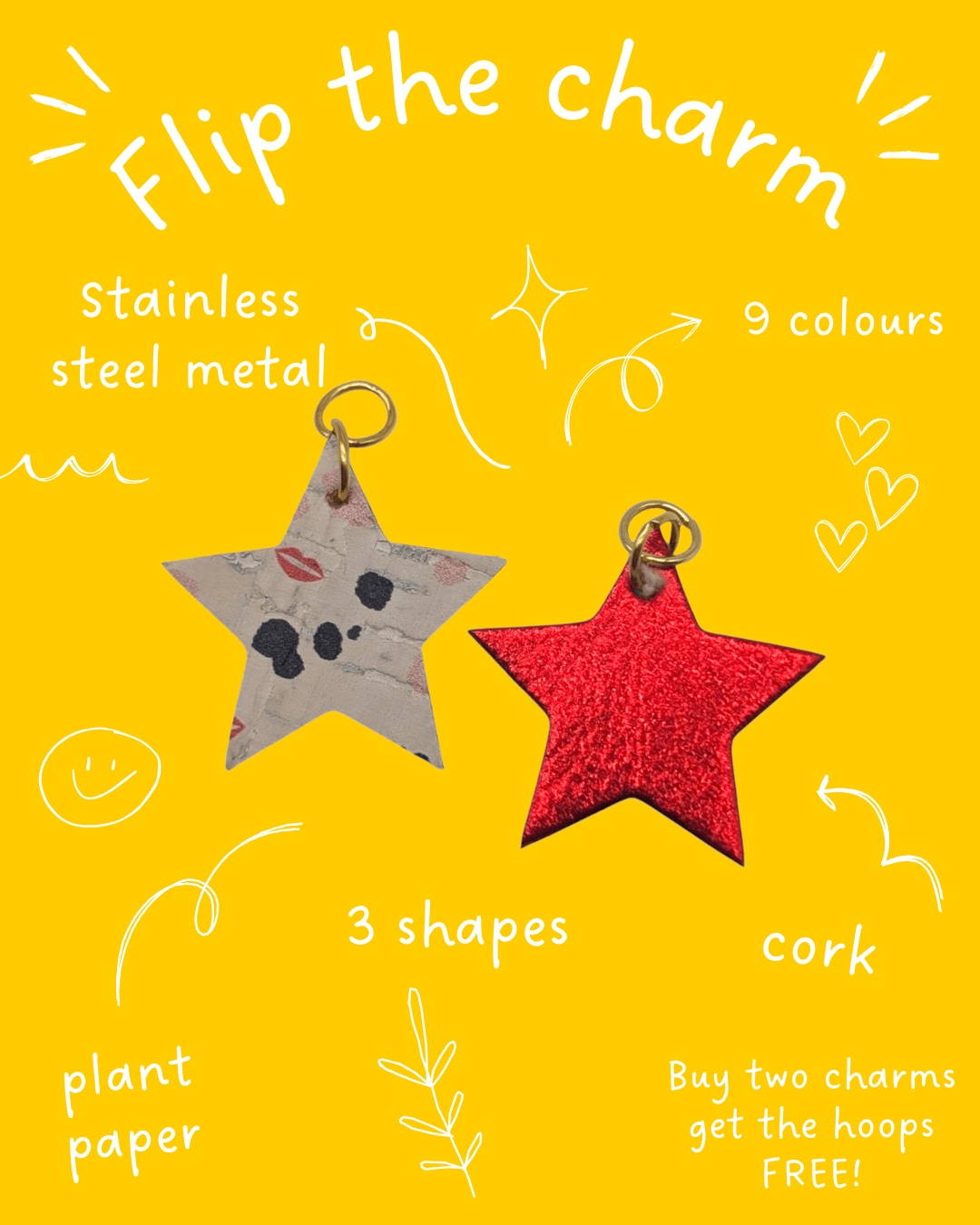 Mini Cork Star and Lightning Bolt Charms