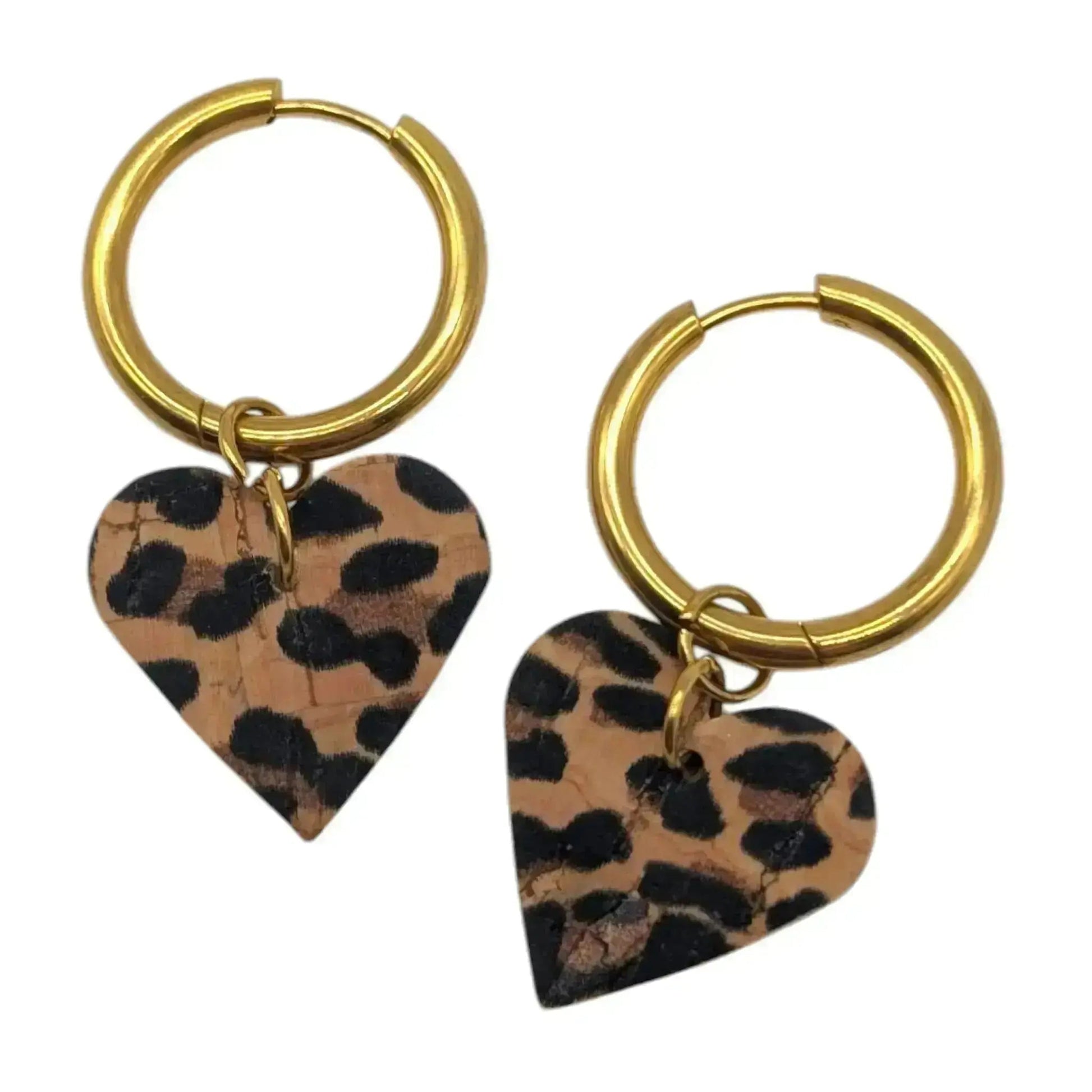 Red and Leopard Mini Heart Cork Charms