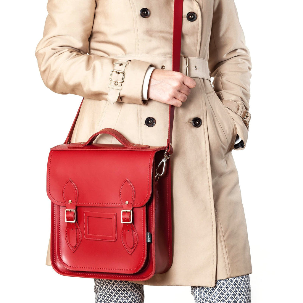 Handmade Leather City Backpack in Red