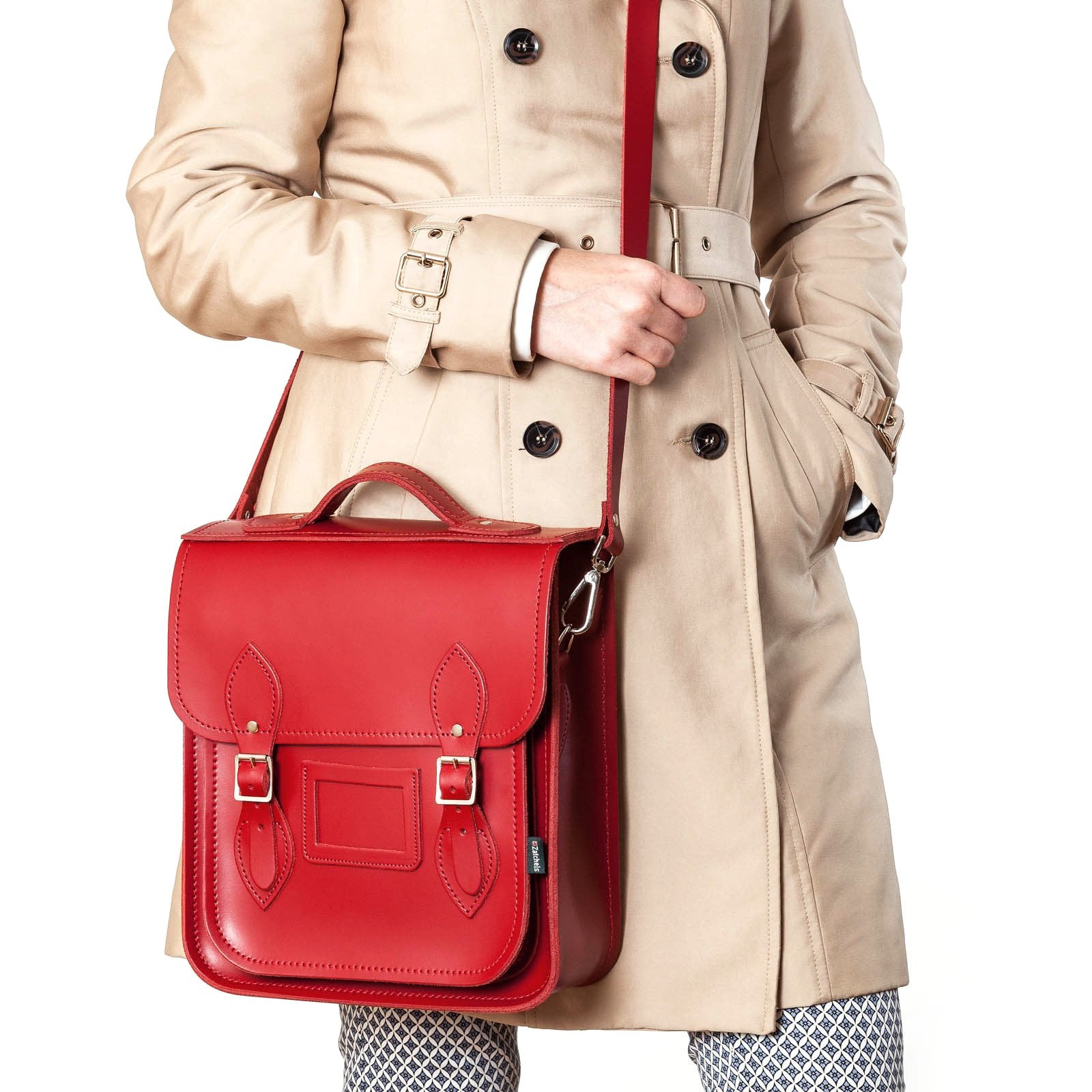 Handmade Leather City Backpack in Red