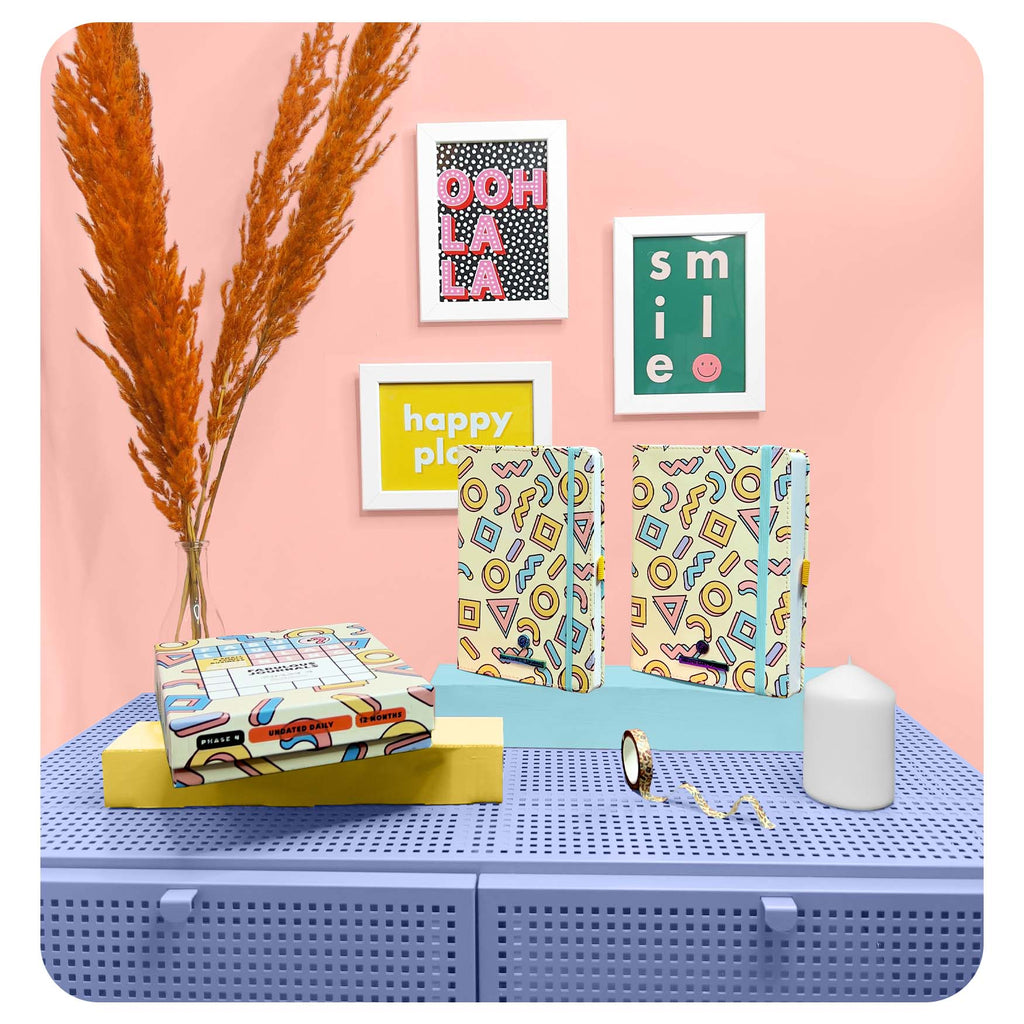 Retro Planning Journal with Pen Holder and Bookmark