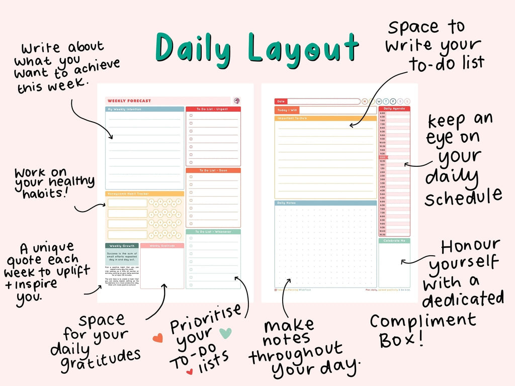 Retro Planning Journal with Pen Holder and Bookmark
