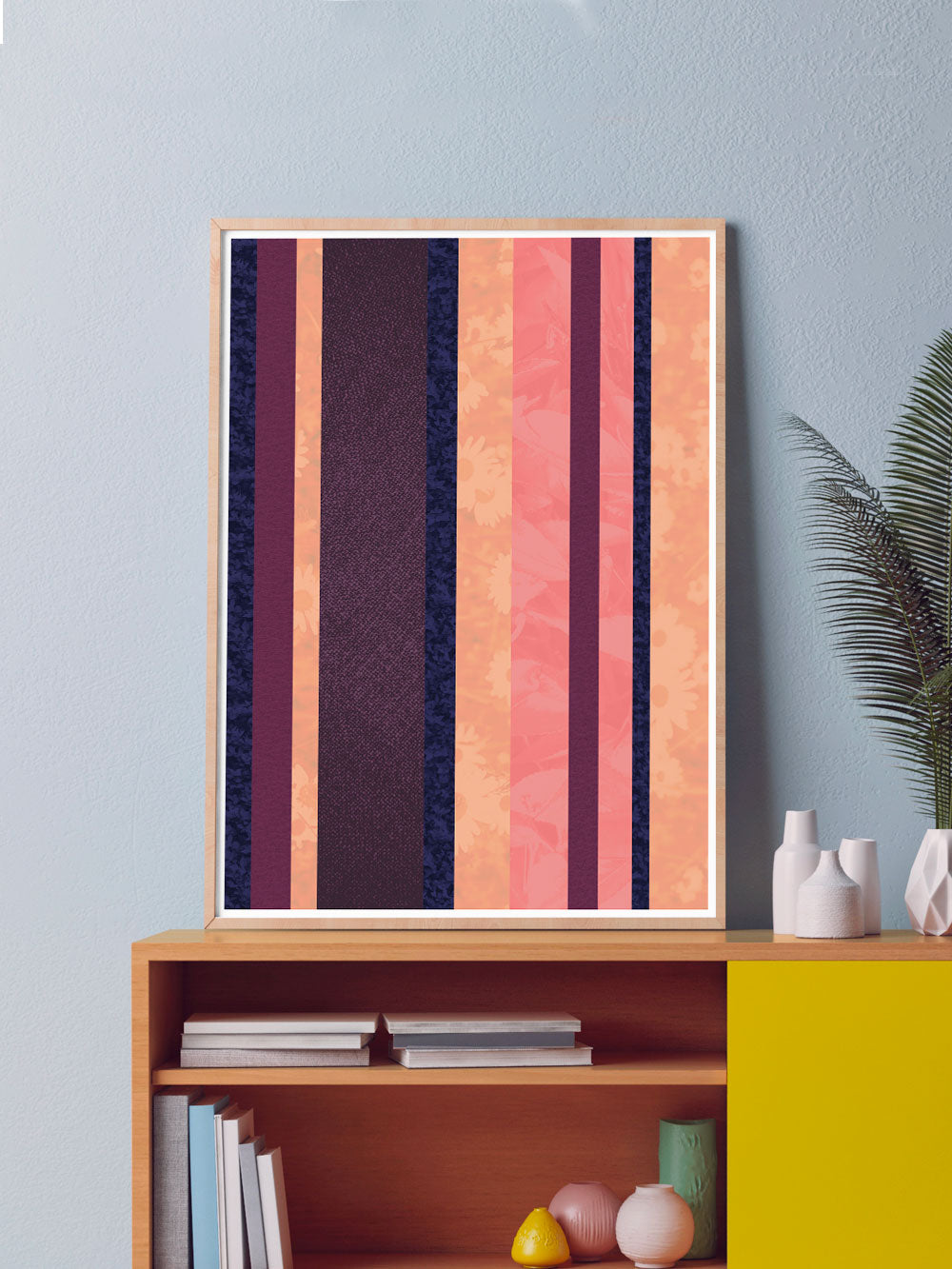 Retro Stripes Art Print in Muted Pinks and Purples