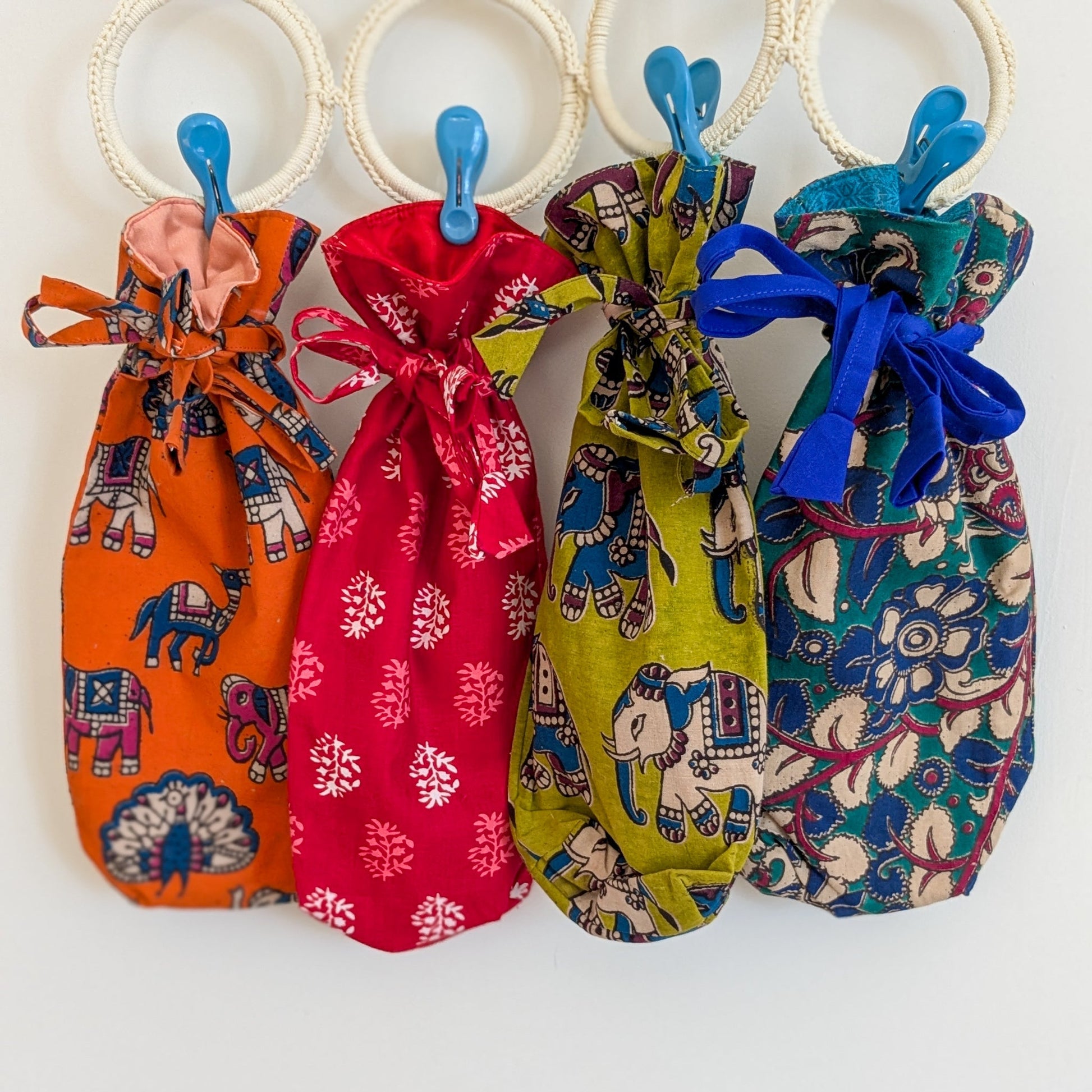 Reusable Kalamkari Cotton Bottle Gift Bag