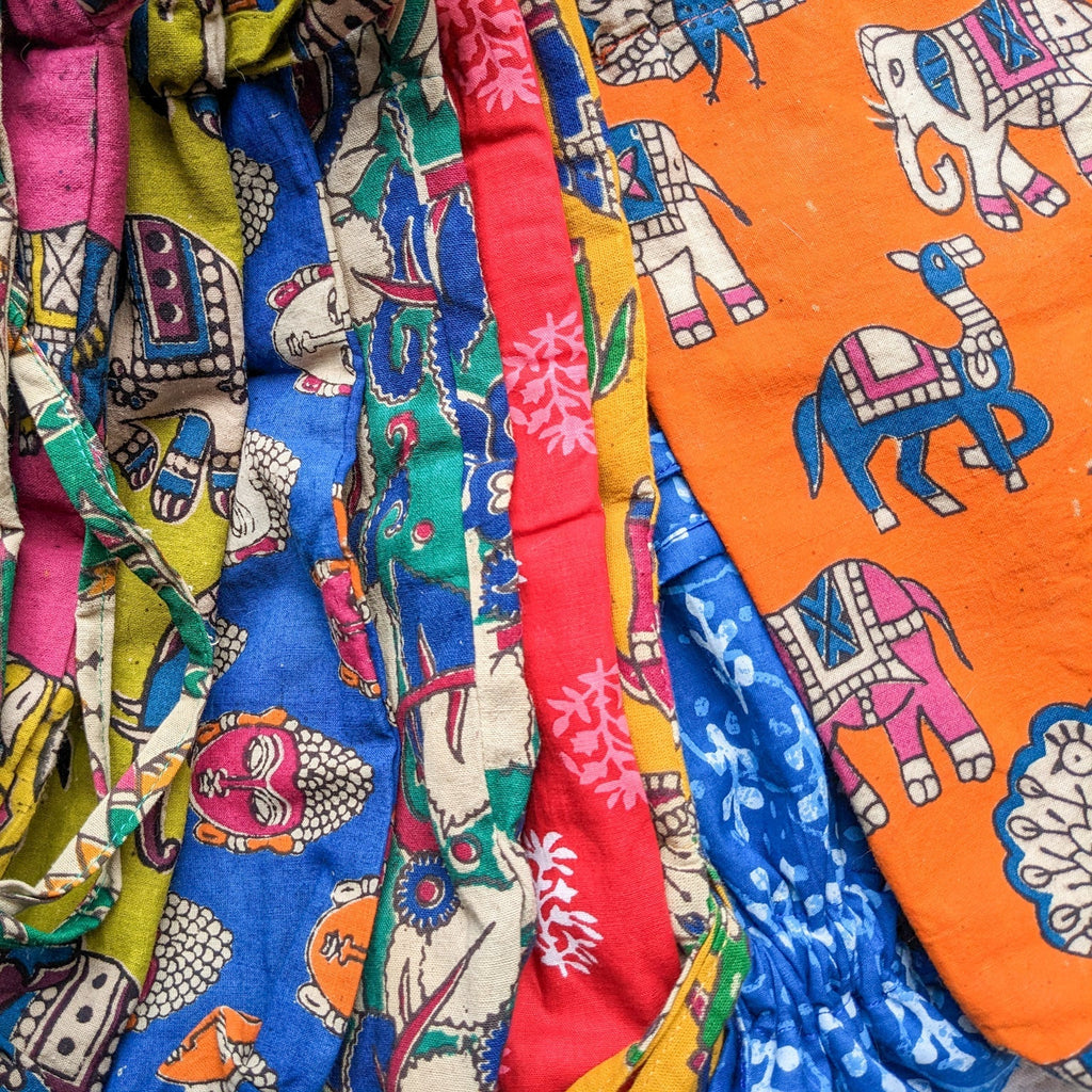 Reusable Kalamkari Cotton Bottle Bags Handmade in India