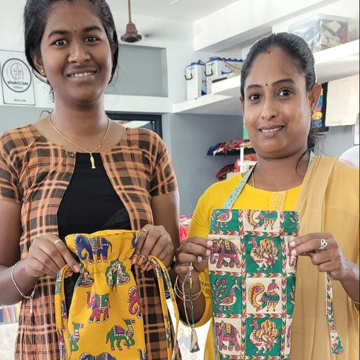 Reusable Kalamkari Cotton Bottle Bags Handmade in India
