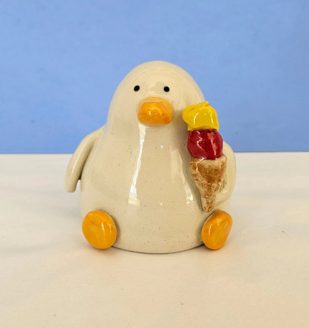 Joan with the Cone Ice Cream Duck Ceramic Ornament