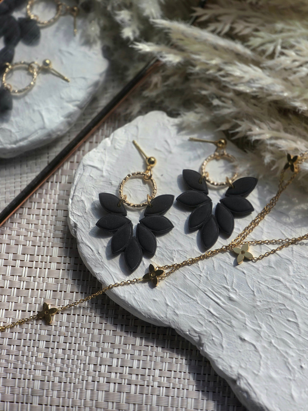 Amber Leaf Earrings in Gold and Silver