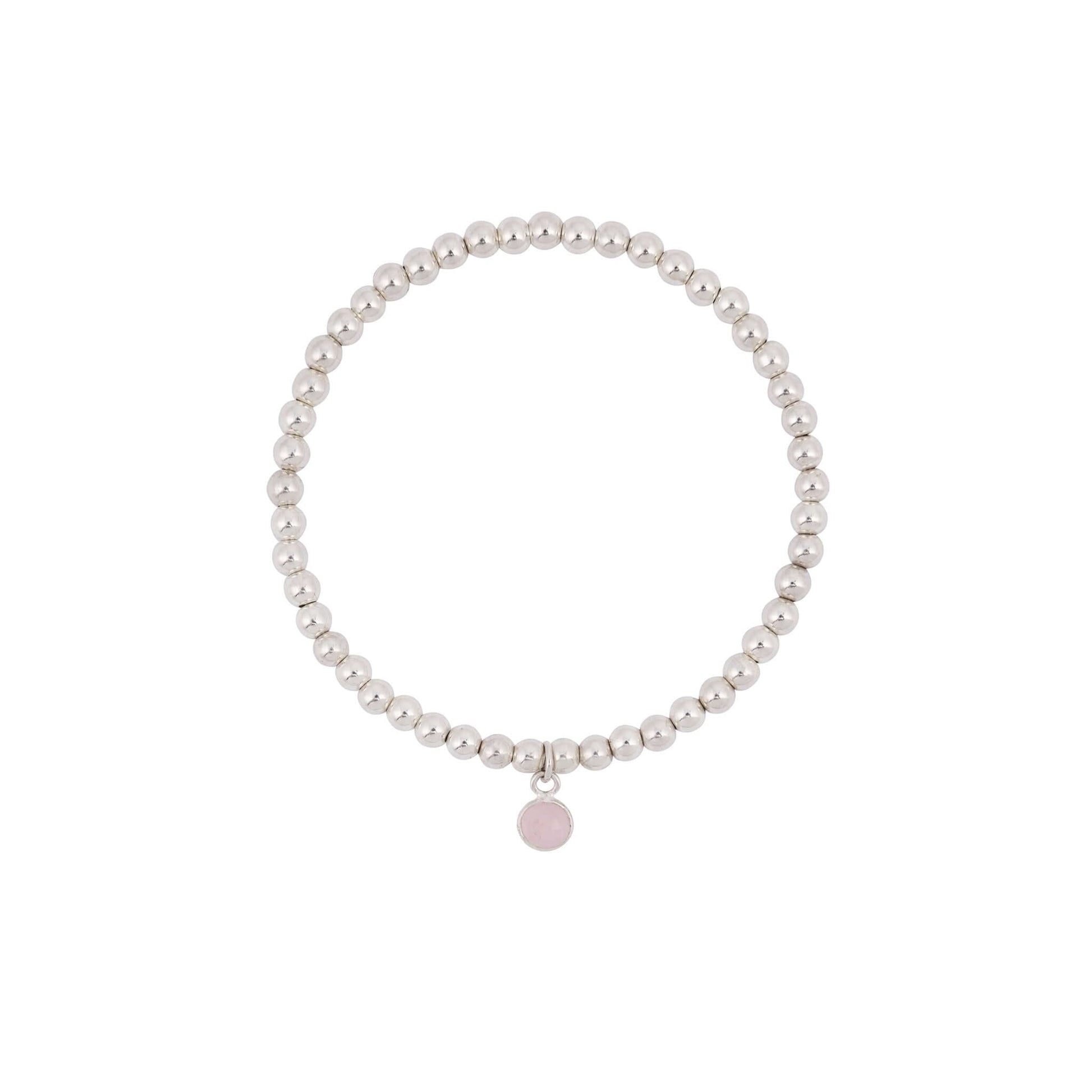 Rose Quartz Charm Bracelet in Sterling Silver and Gold Filled